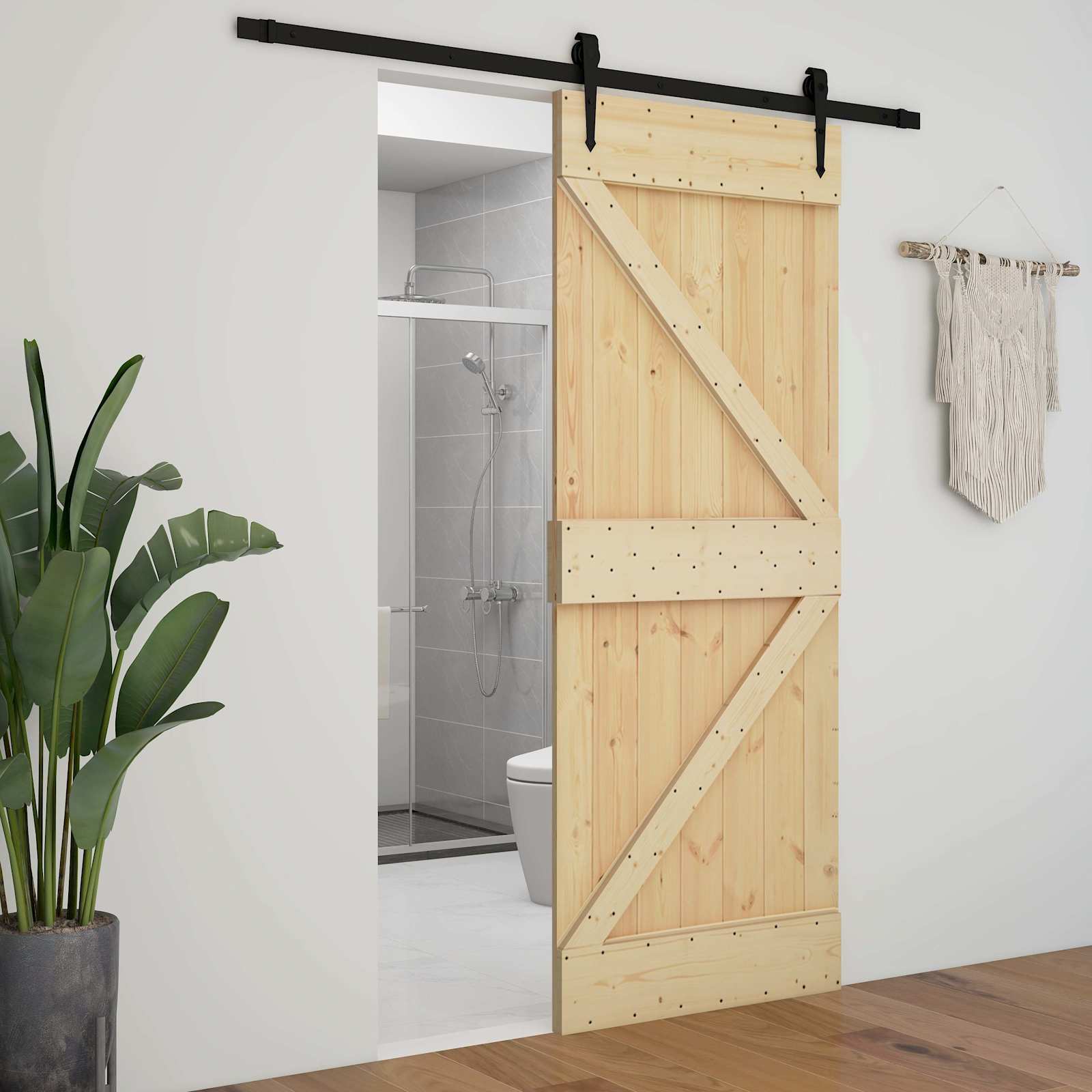 | Door | NARVIK Natural 35.43 x 82.68 in Solid Pine Wood