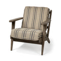 31" Beige and Gray And Brown Fabric Striped Lounge Chair
