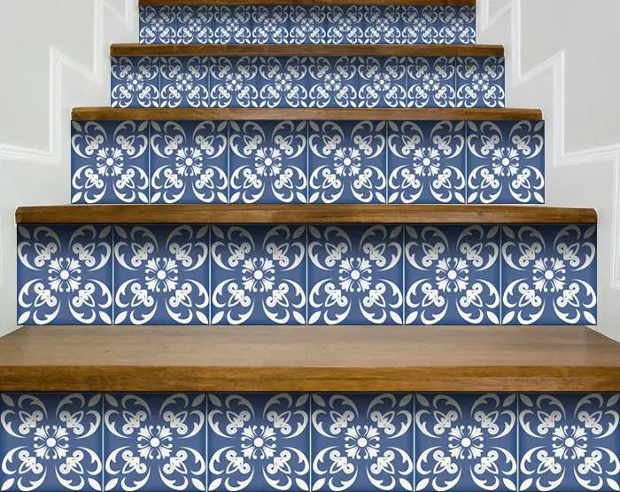 6" X 6" Wedgwood Blue And White  Peel And Stick Removable Tiles