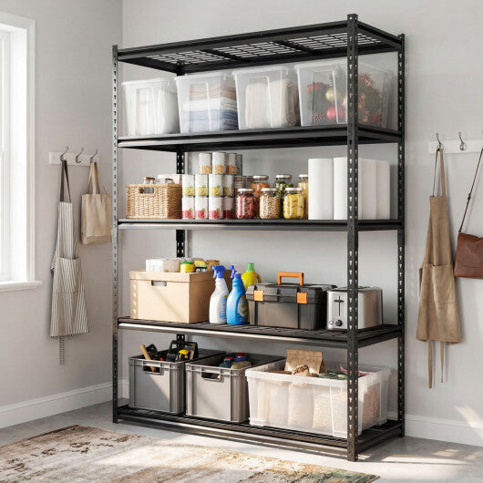 5-Tier Metal Shelving Unit 2000 lbs Capacity with Adjustable Wire Racks Set of 4 - Color: Black - Size: Set of 4