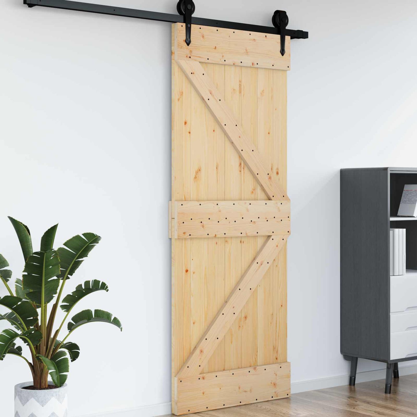 Door NARVIK 33.46 x 82.68 in Solid Pine Wood (Untreated)
