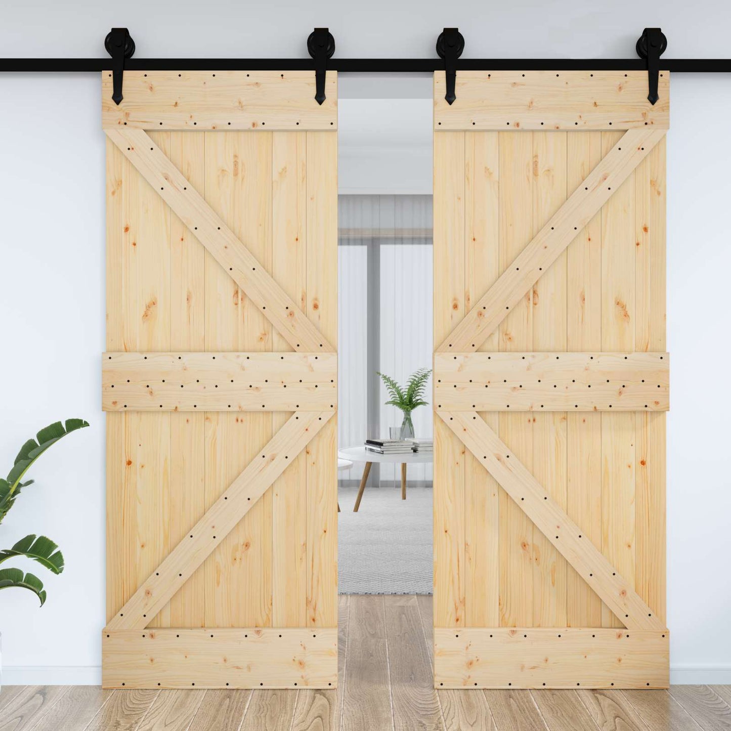 Door NARVIK 33.46 x 82.68 in Solid Pine Wood (Untreated)