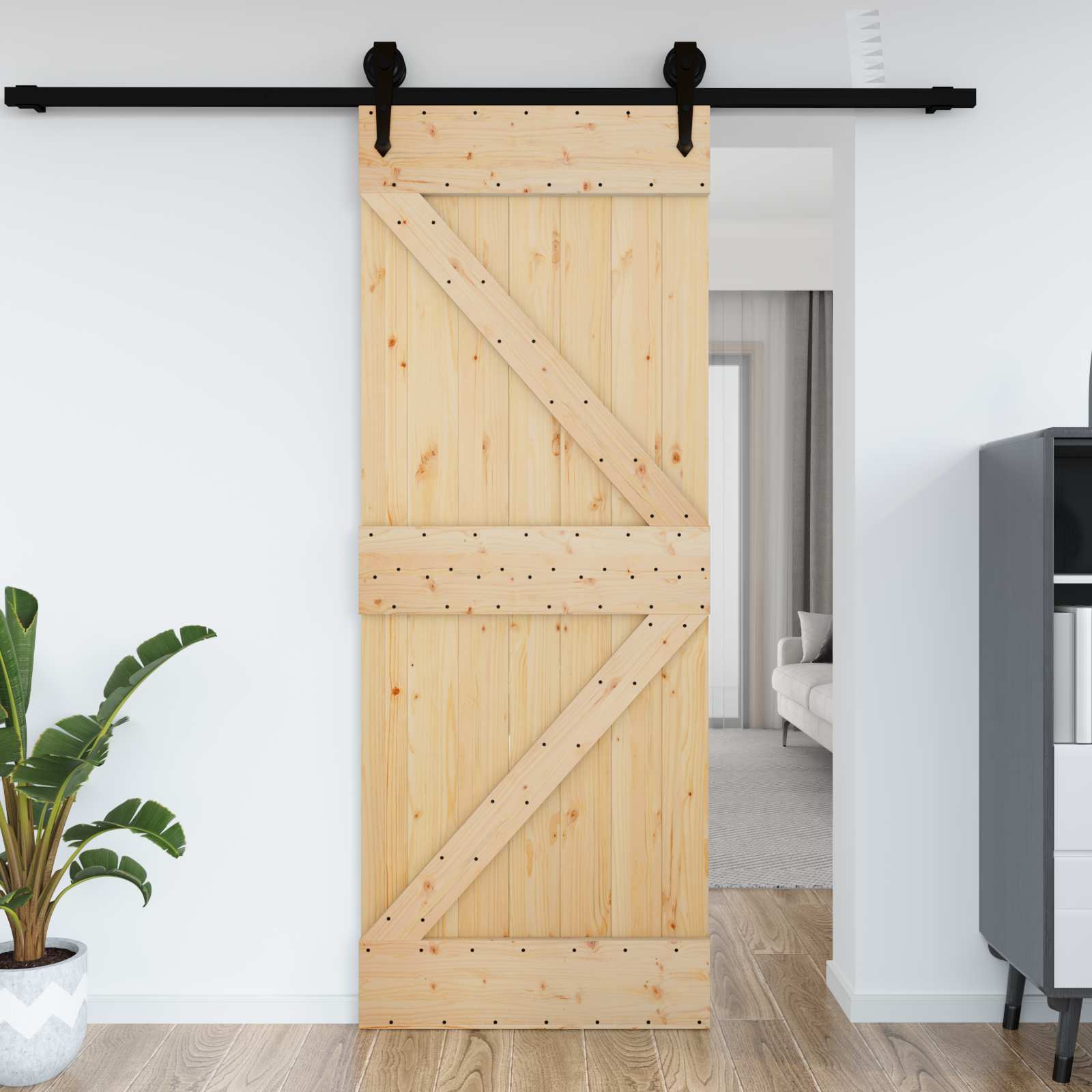 | Door | NARVIK Natural 33.46 x 82.68 in Solid Pine Wood