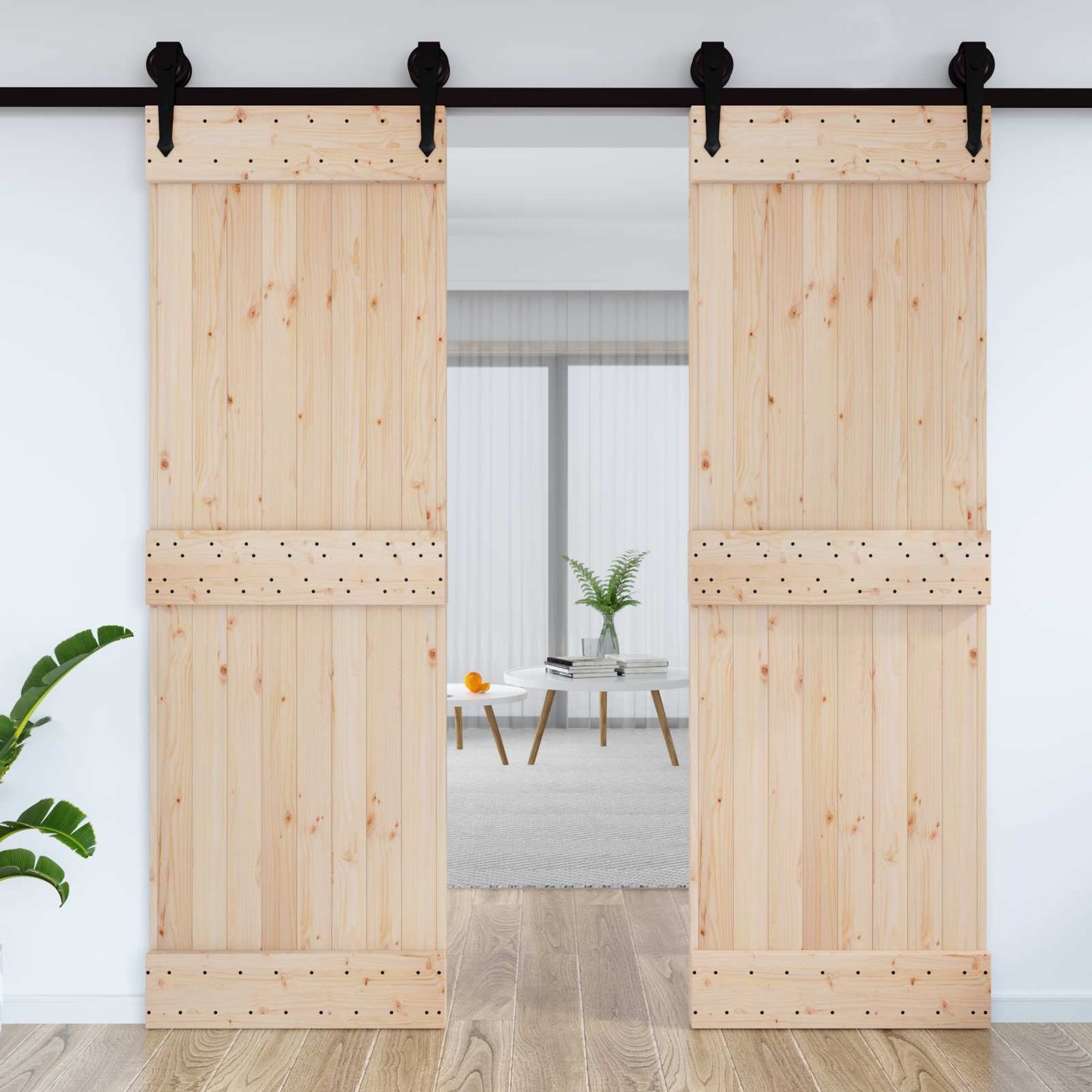 Door NARVIK 27.56 x 82.68 in Solid Pine Wood (Untreated)