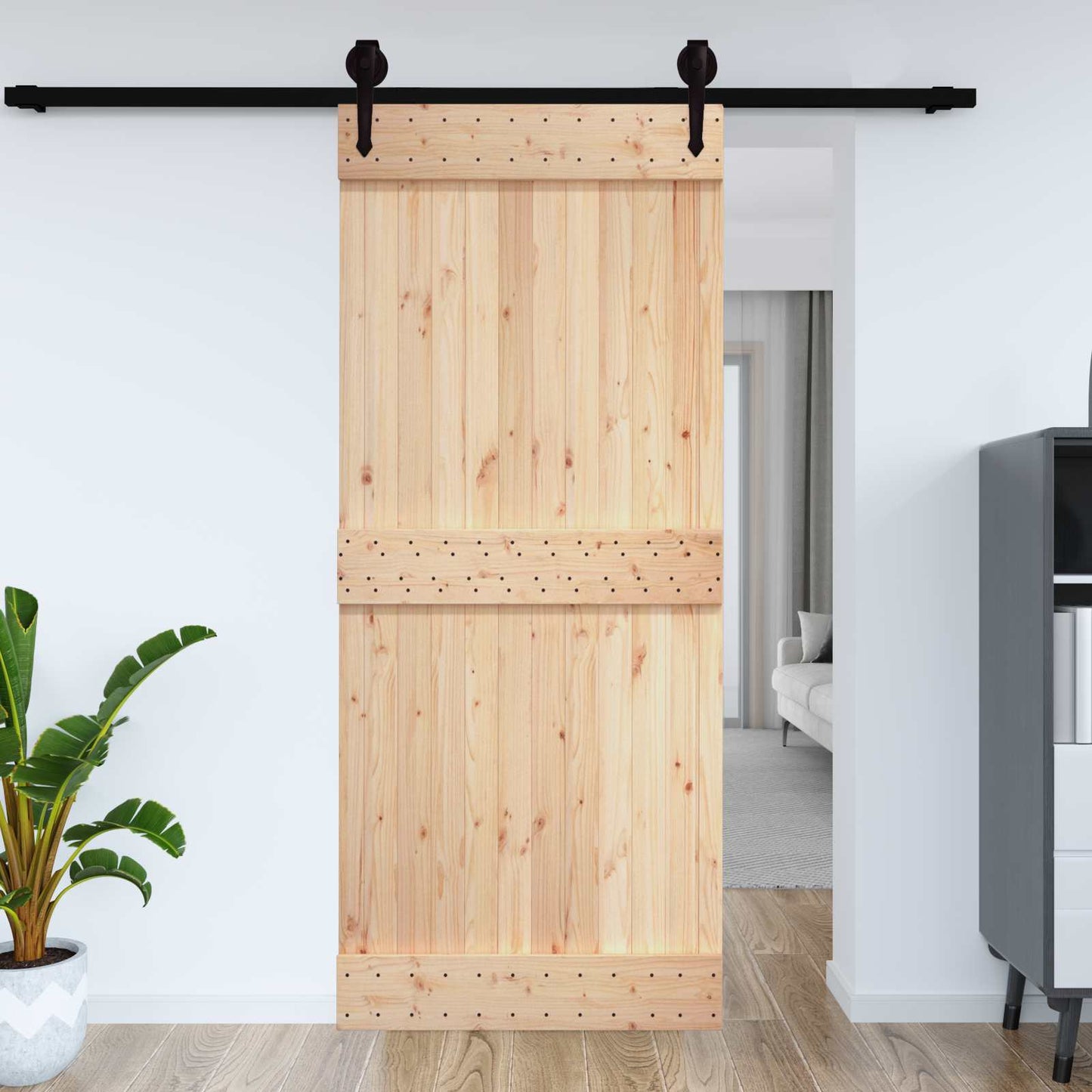 Door NARVIK 27.56 x 82.68 in Solid Pine Wood (Untreated)