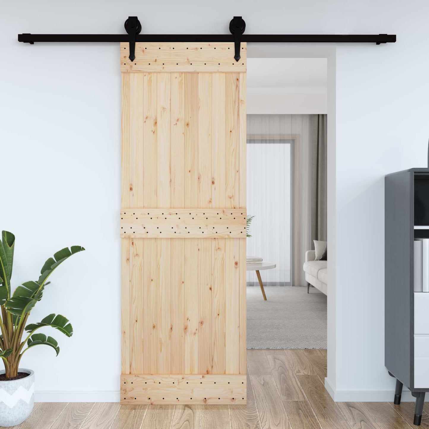 Door NARVIK 31.50 x 82.68 in Solid Pine Wood (Untreated)