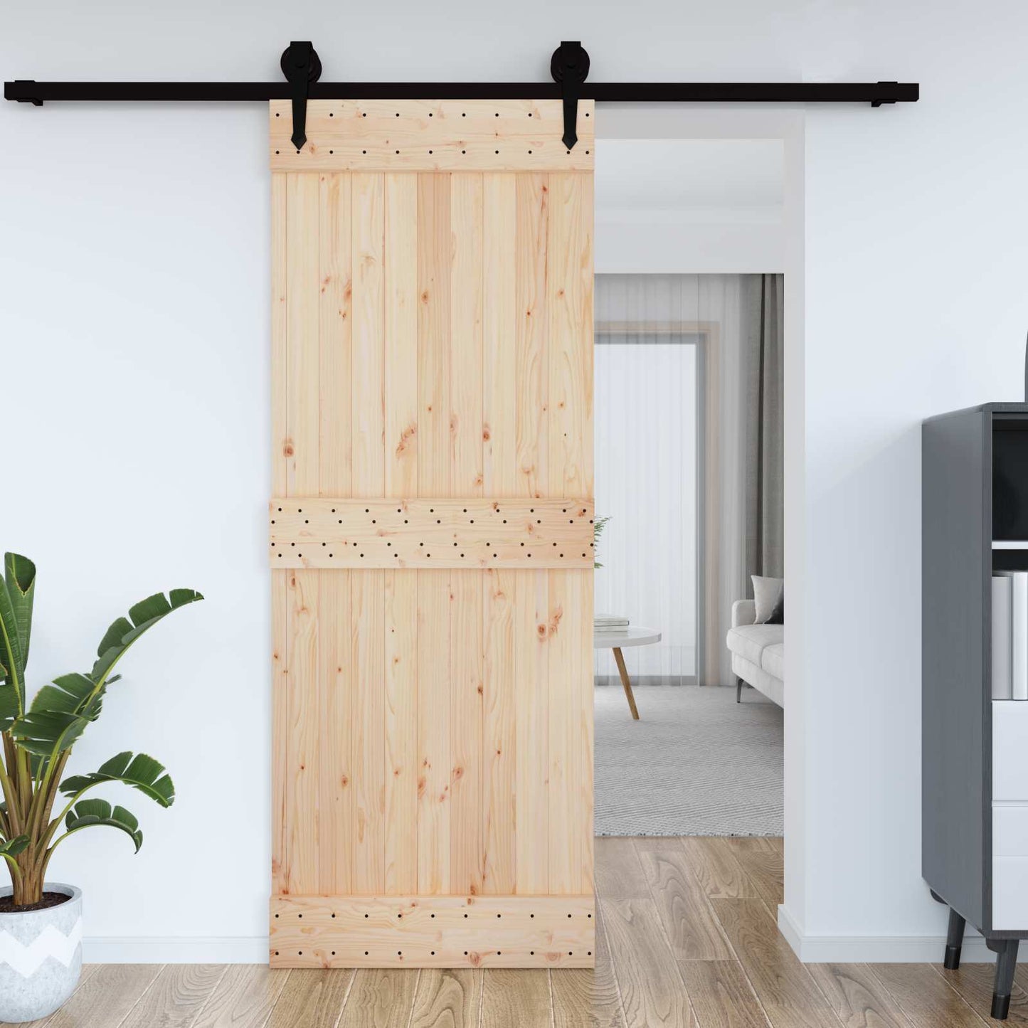 Door NARVIK 33.46 x 82.68 in Solid Pine Wood (Untreated)