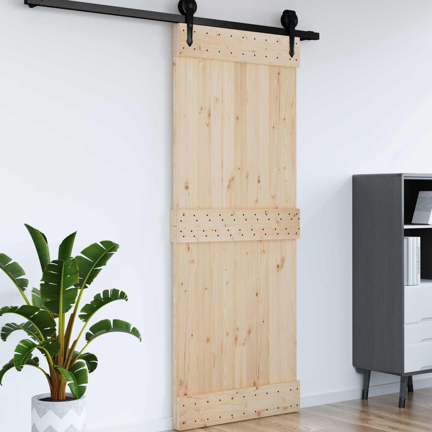 Door NARVIK 35.43 x 82.68 in Solid Pine Wood (Untreated)