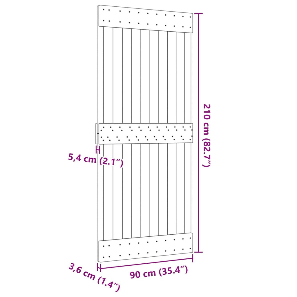 | Door | NARVIK Natural 35.43 x 82.68 in Solid Pine Wood