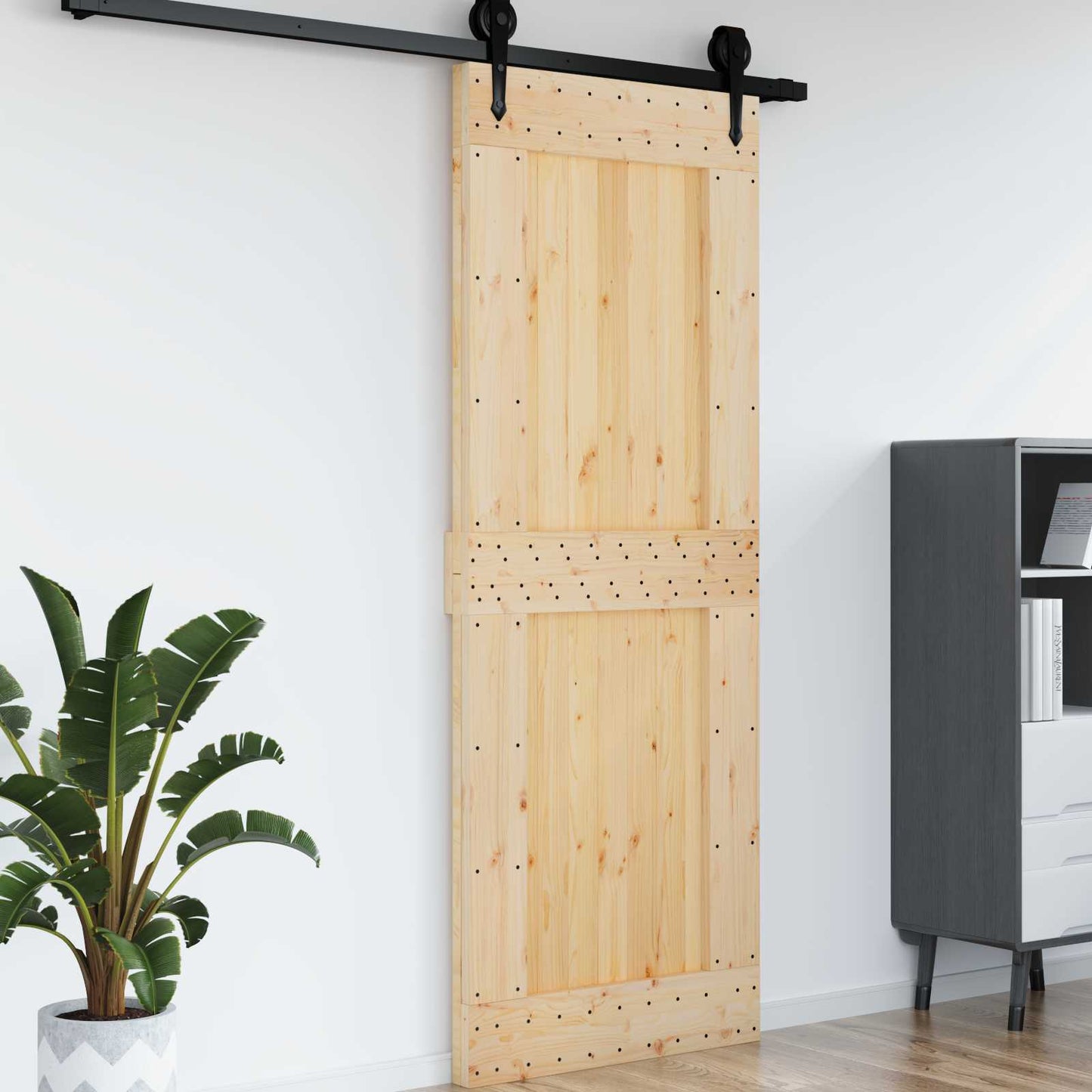 Door NARVIK 33.46 x 82.68 in Solid Pine Wood (Untreated)