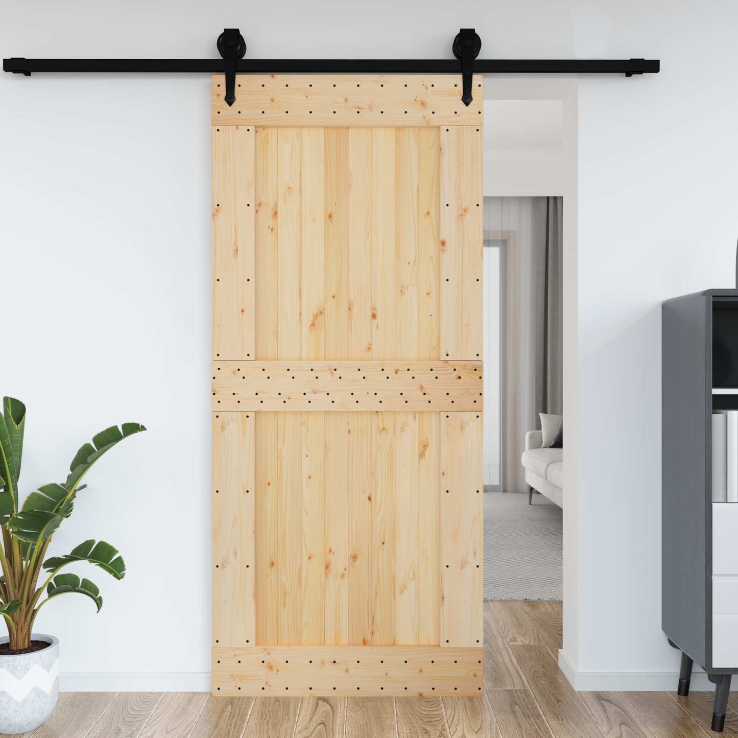 Door NARVIK 39.37 x 82.68 in Solid Pine Wood (Untreated)