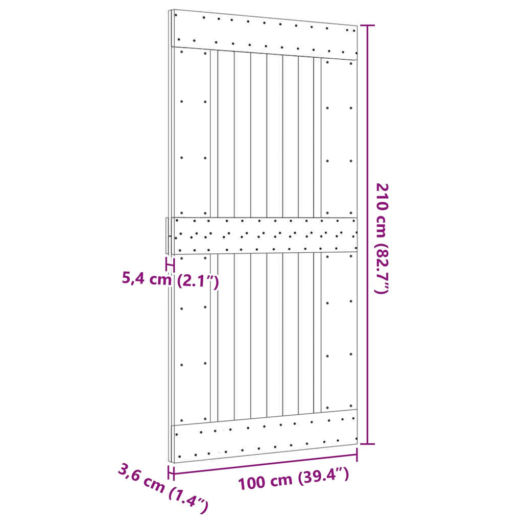| Door | NARVIK Natural 39.37 x 82.68 in Solid Pine Wood