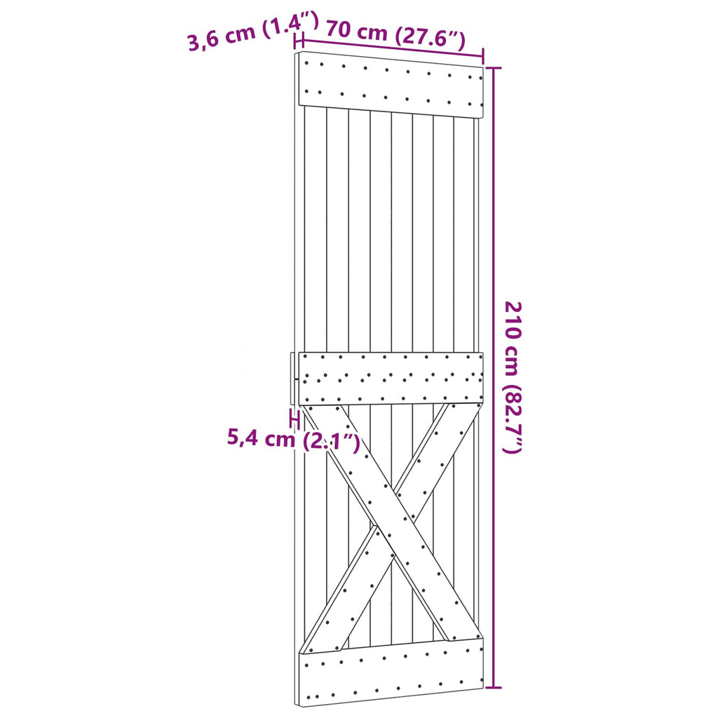 | Door | NARVIK Natural 27.56 x 82.68 in Solid Pine Wood