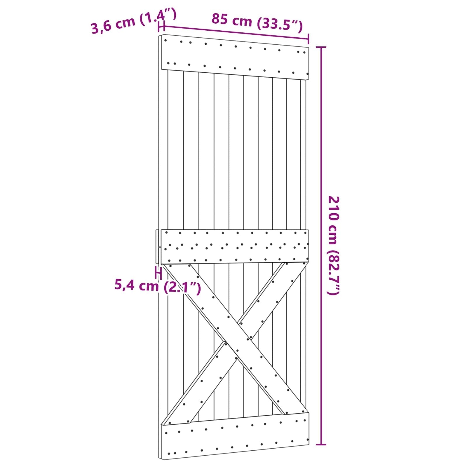 | Door | NARVIK Natural 33.46 x 82.68 in Solid Pine Wood