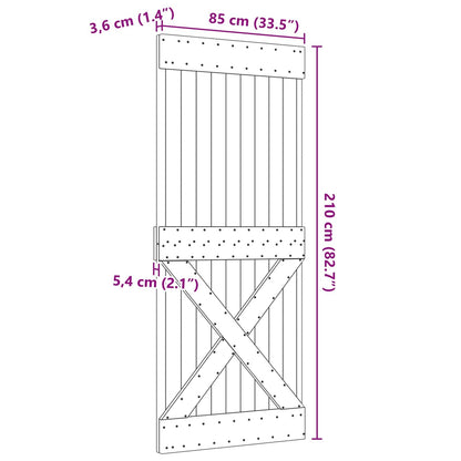 Door NARVIK 33.46 x 82.68 in Solid Pine Wood (Untreated)