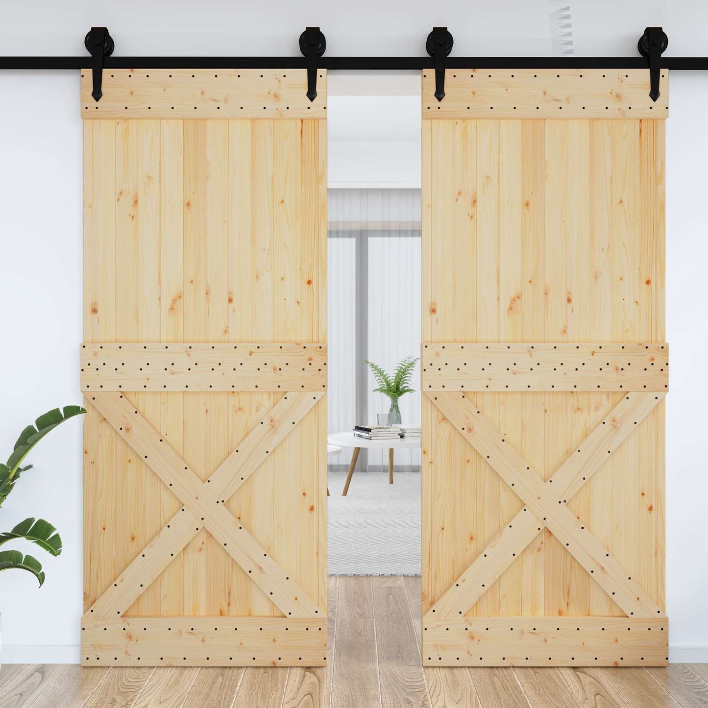 Door NARVIK 37.40 x 82.68 in Solid Pine Wood (Untreated)