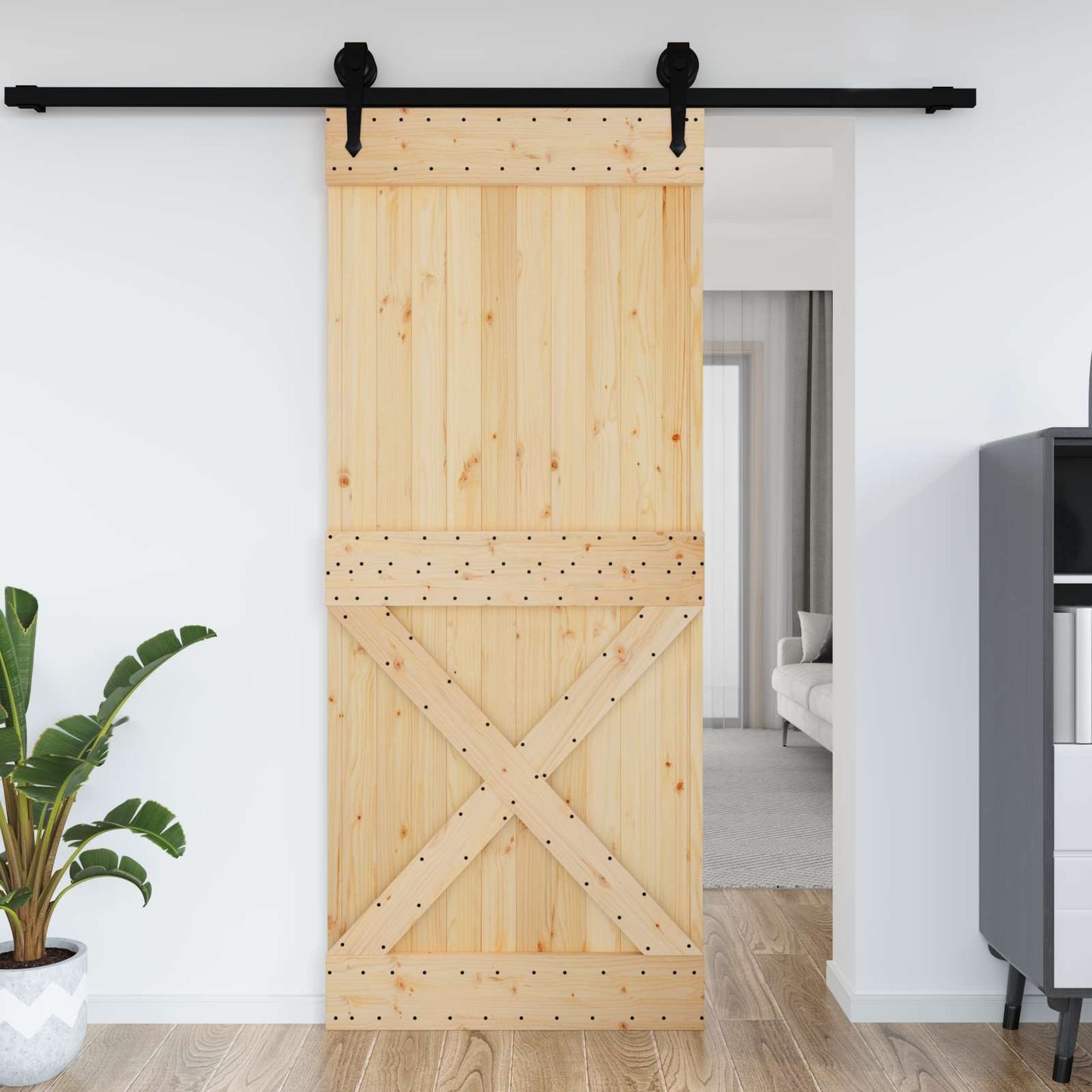 Door NARVIK 37.40 x 82.68 in Solid Pine Wood (Untreated)