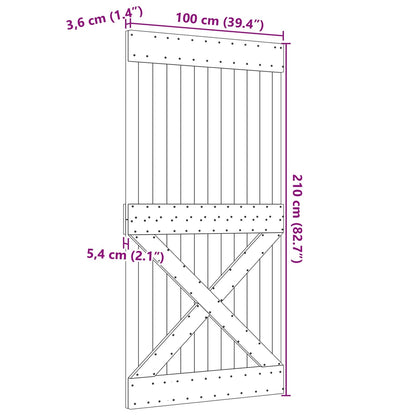 Door NARVIK 39.37 x 82.68 in Solid Pine Wood (Untreated)