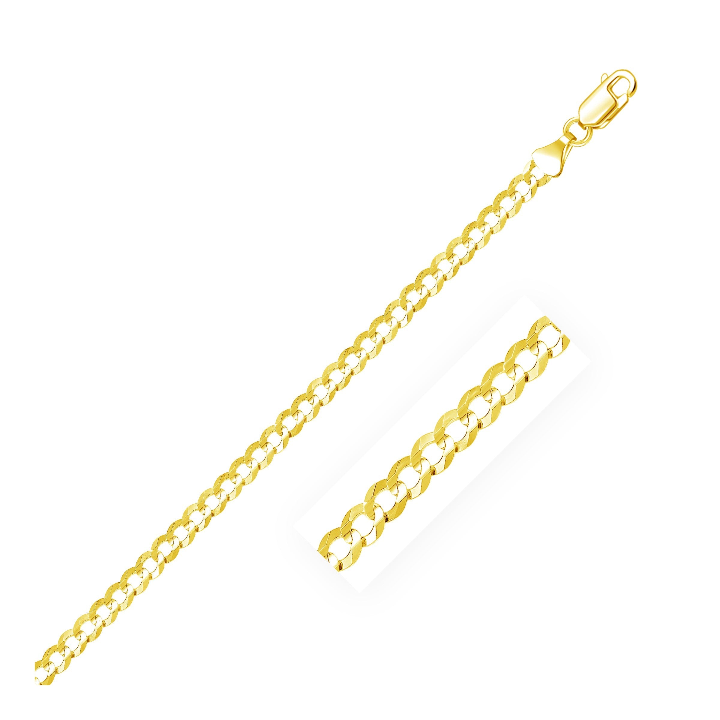 14k Yellow Gold Solid Curb Chain (3.60 mm)