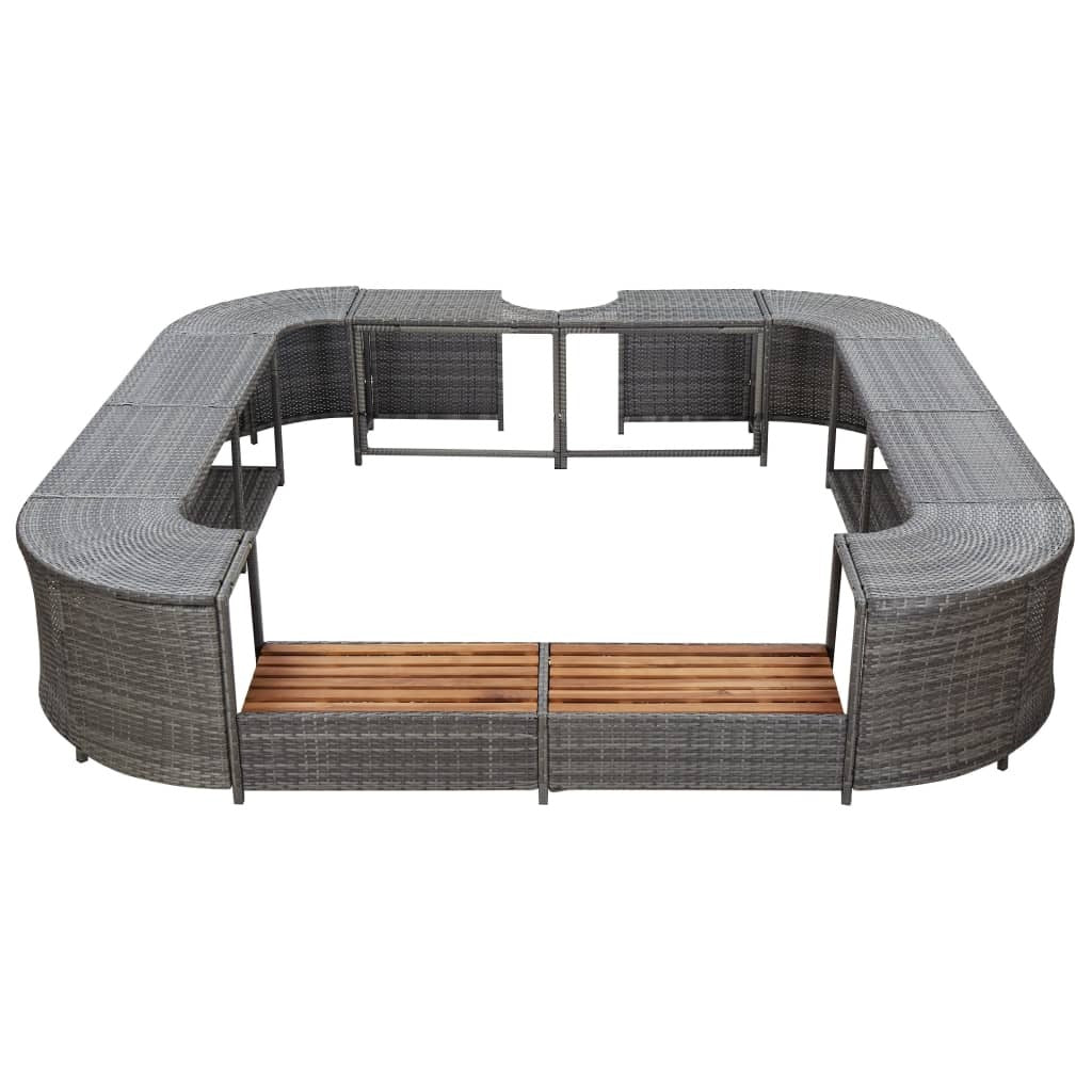 Square Spa Surround Gray 105.5"x105.5" x 21.7" Poly Rattan