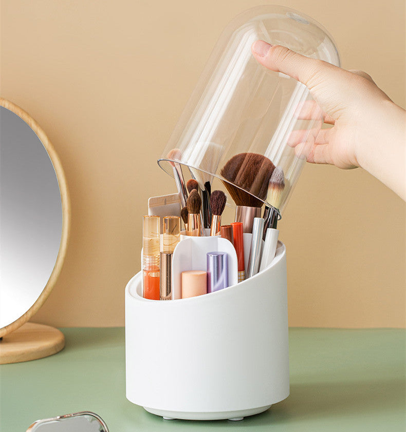 Dust Proof Household Acrylic Lipstick Cosmetic Storage Box Rotating Brush Barrel