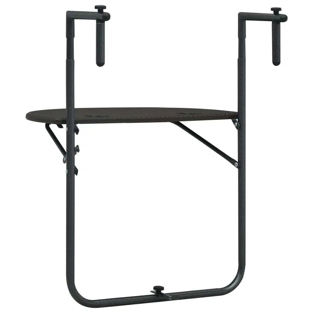 Hanging Balcony Table Brown 23.6"x25.2"x32.9" Plastic Rattan Look