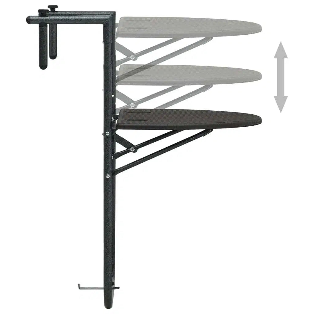 Hanging Balcony Table Brown 23.6"x25.2"x32.9" Plastic Rattan Look