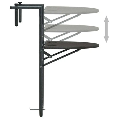 Hanging Balcony Table Brown 23.6"x25.2"x32.9" Plastic Rattan Look