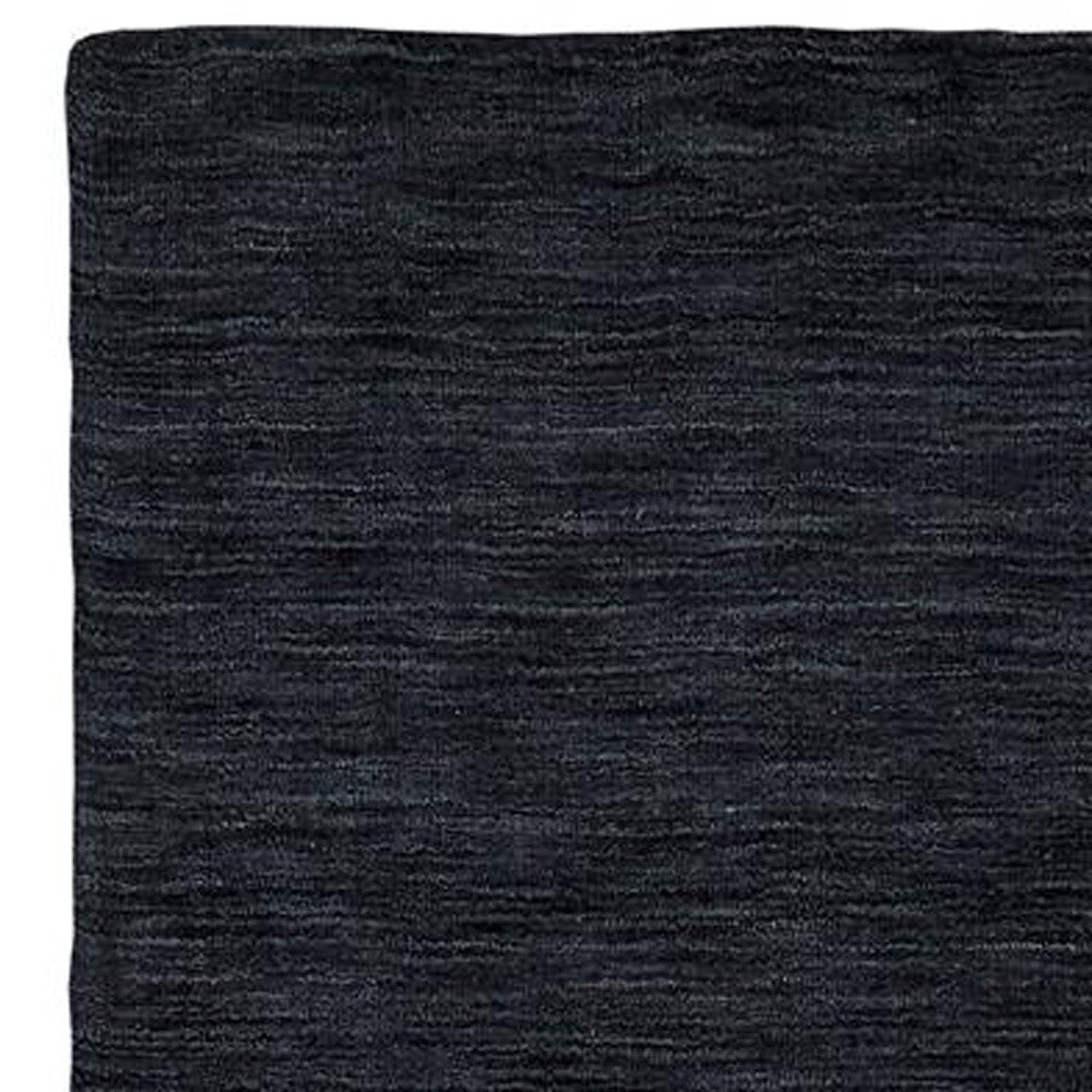 8' Runner Black Hand Woven Runner Rug