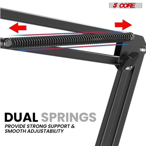 5 Core Microphone Arm Stand Upgraded Adjustable Suspension Boom Scissor Arm Mic 