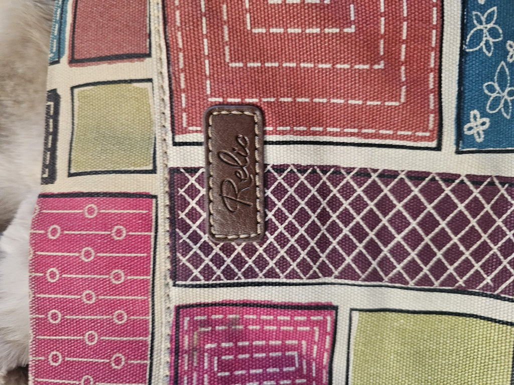 Purse relic handbag for women many compartments stamped inside zipper and snap