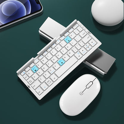 Mini Folding Bluetooth Keyboard Wireless Keypad Support3 Devices With Stand Rech