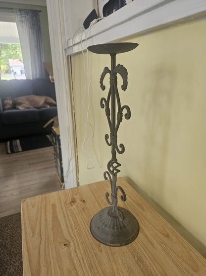 Vintage very patinaed French gothic floor standing Candel Apara