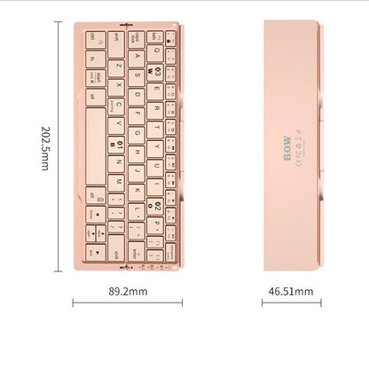 Mini Folding Bluetooth Keyboard Wireless Keypad Support3 Devices With Stand Rech