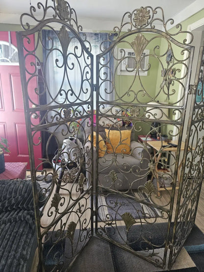 Vintage Wrought Iron 3-piece room divider VERY HEAVY
