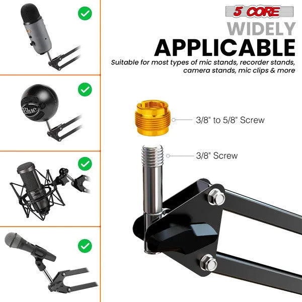 5 Core Microphone Arm Stand Upgraded Adjustable Suspension Boom Scissor Arm Mic 