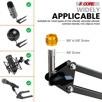5 Core Microphone Arm Stand Upgraded Adjustable Suspension Boom Scissor Arm Mic 