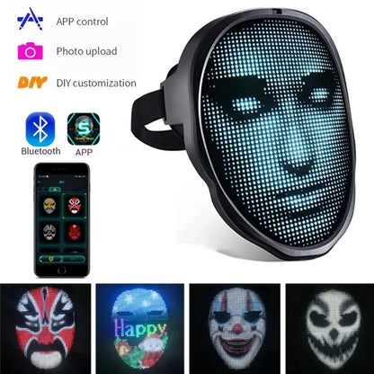 Halloween Face Masks Full Color LED Luminous Mask Face Changing Mask Party Bar P