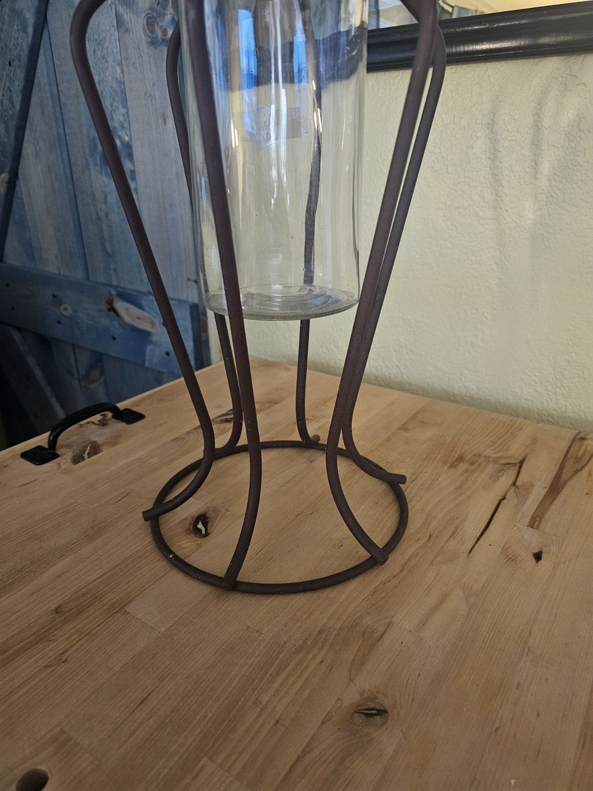 clear glass hurricane candle holder