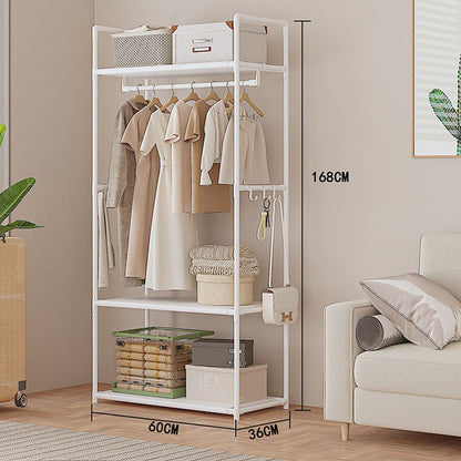 Multifunctional Clothes Rail Garment Hanging Stand Shoe Rack Home Storage Shelf 