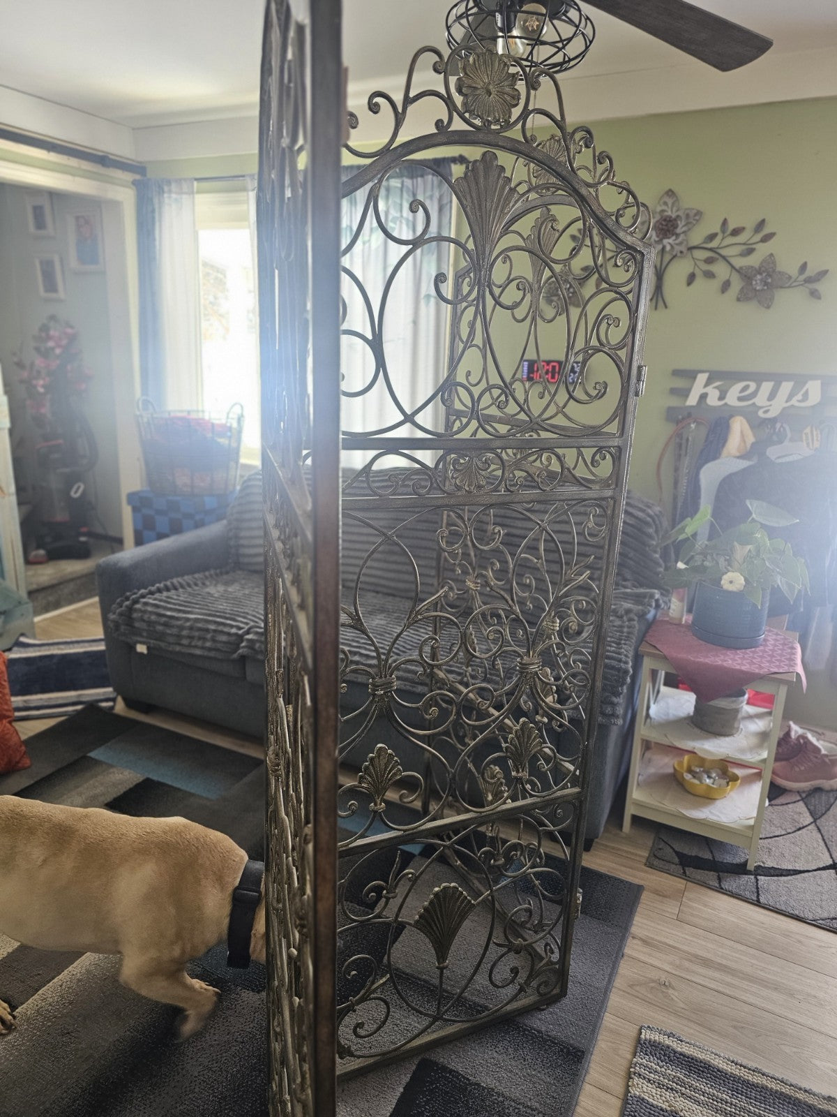 Vintage Wrought Iron 3-piece room divider VERY HEAVY