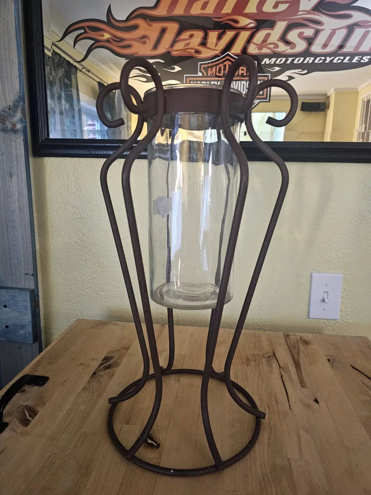 clear glass hurricane candle holder