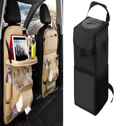 PU Leather Car Storage Bag Multifunction Seat Back Tray Hanging Bag Waterproof C