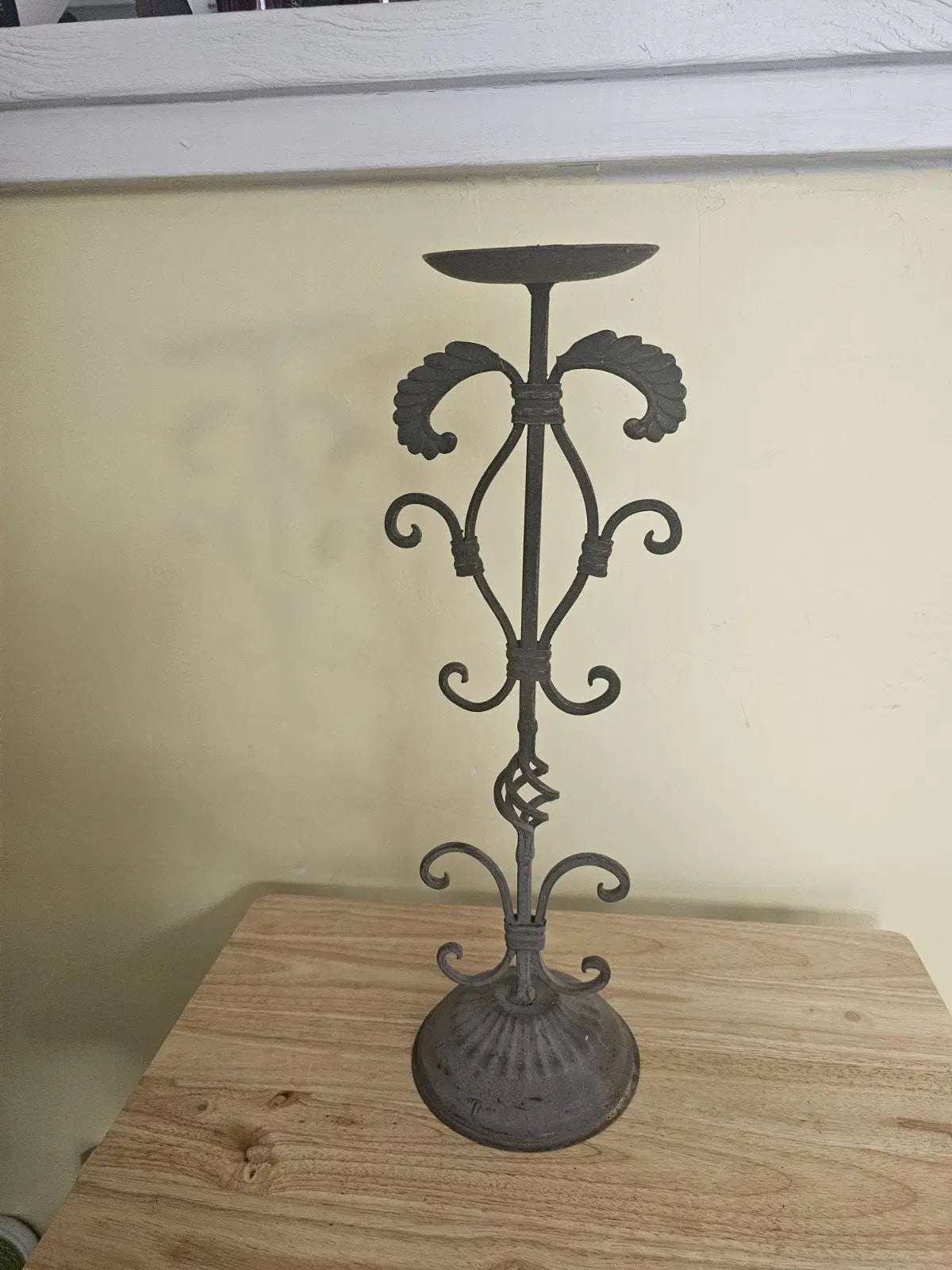 Vintage very patinaed French gothic floor standing Candel Apara