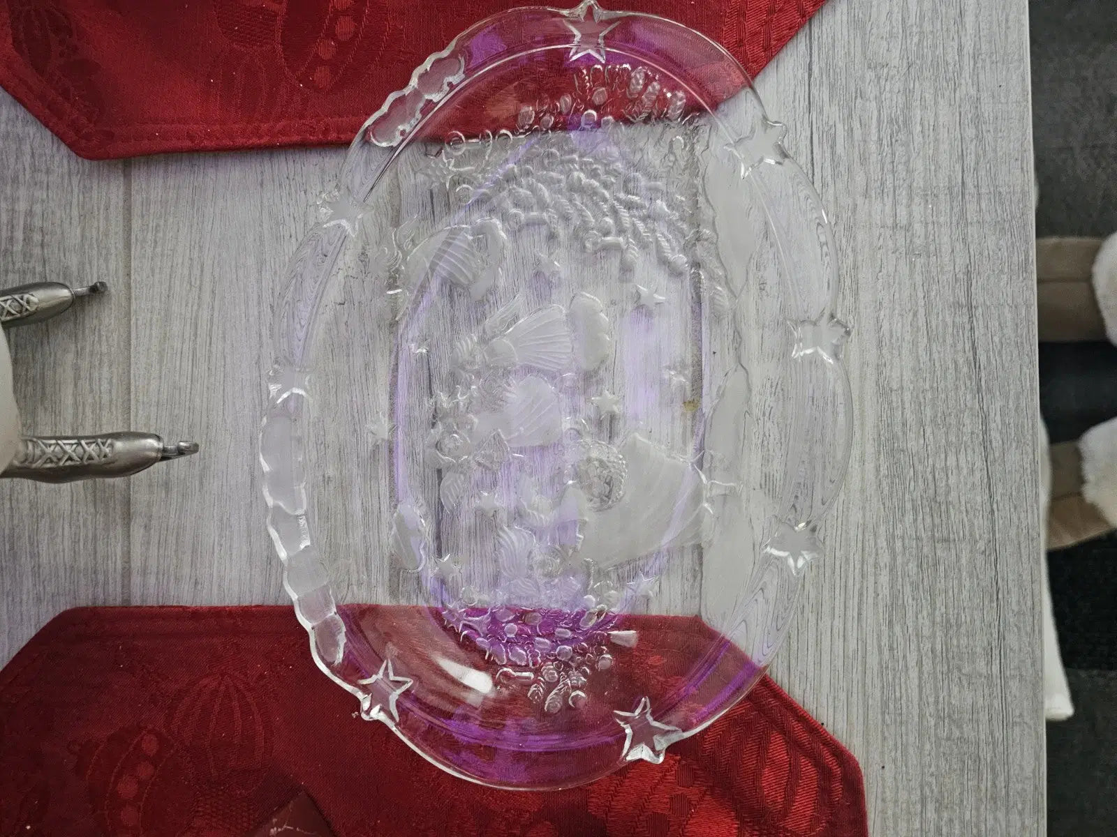 Misc partially frosted and clear mini serving platter angels with goodies