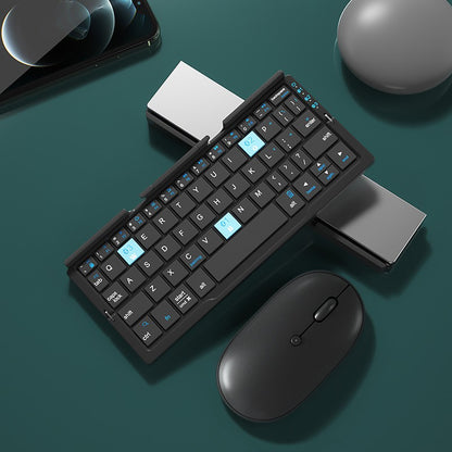 Mini Folding Bluetooth Keyboard Wireless Keypad Support3 Devices With Stand Rech