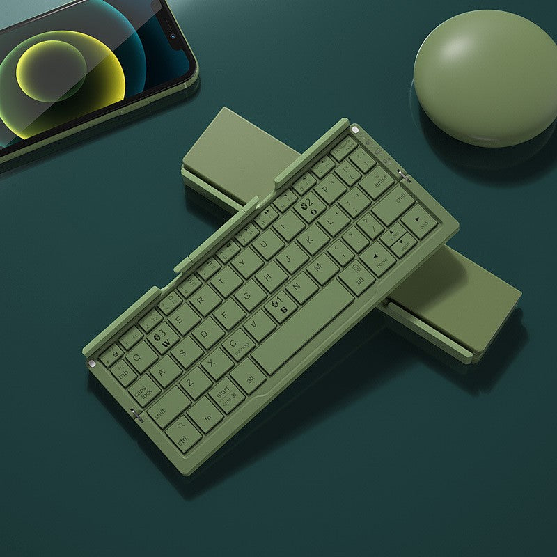 Mini Folding Bluetooth Keyboard Wireless Keypad Support3 Devices With Stand Rech