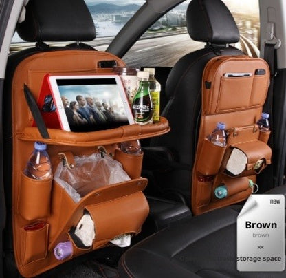 PU Leather Car Storage Bag Multifunction Seat Back Tray Hanging Bag Waterproof C
