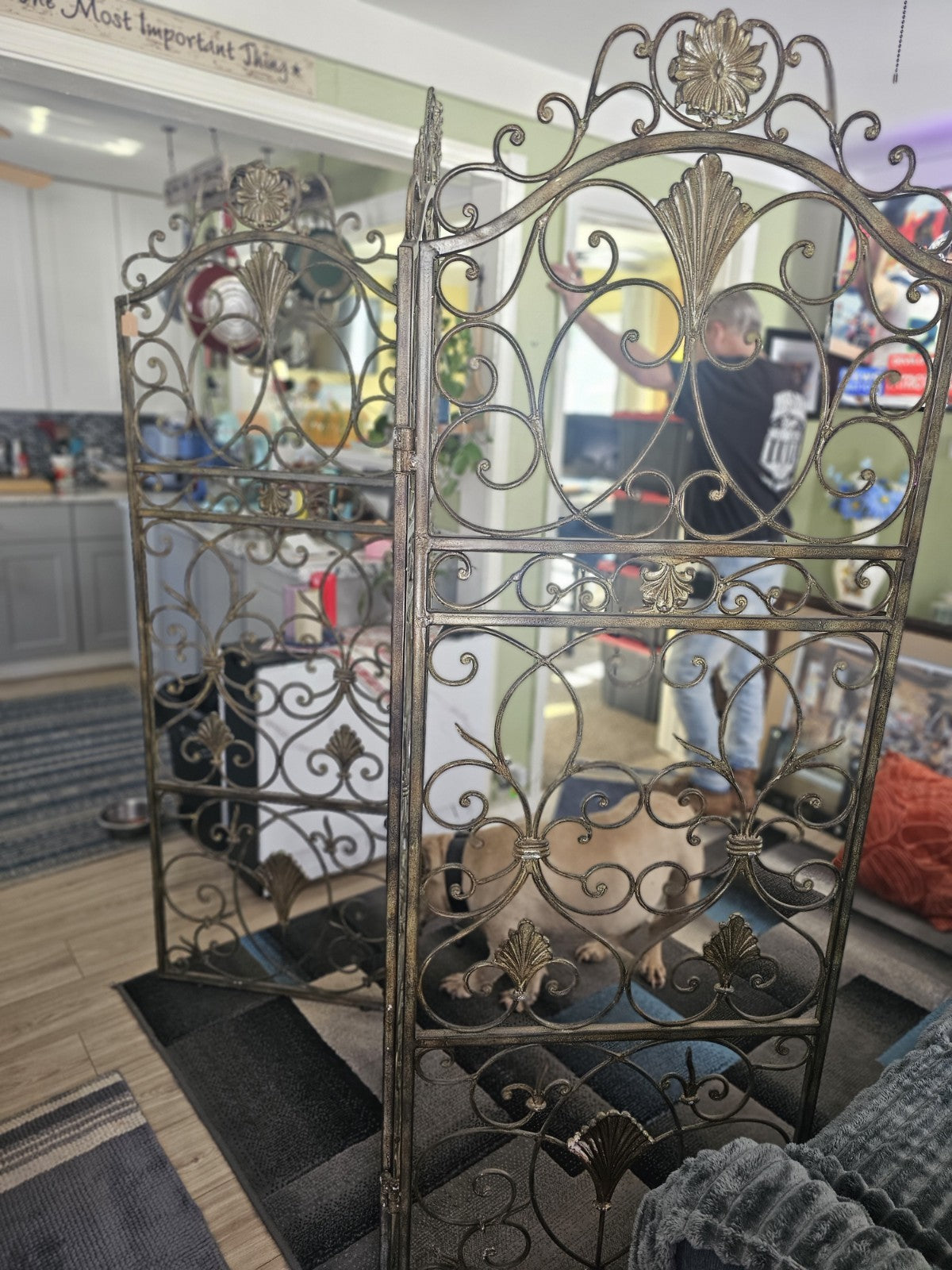 Vintage Wrought Iron 3-piece room divider VERY HEAVY