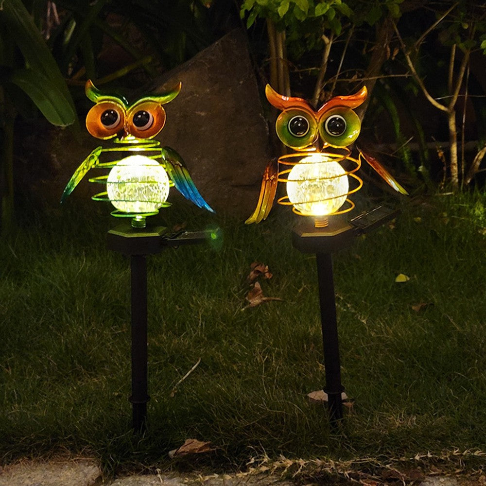 Solar Owl Lawn Lamp Outdoor Waterproof LED Garden Pathway Lighting Night Light E